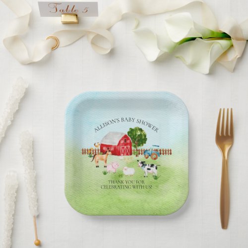 Barn Animals  Baby Shower  Paper Cups Paper Plates