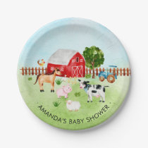Barn Animals Farm Animals Baby Shower 7" Plate