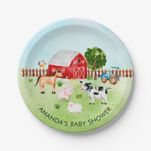 Barn Animals Farm Animals Baby Shower 7 Plate