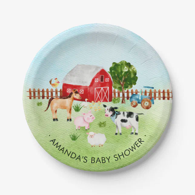 Barn Animals Farm Animals Baby Shower 7" Plate Zazzle