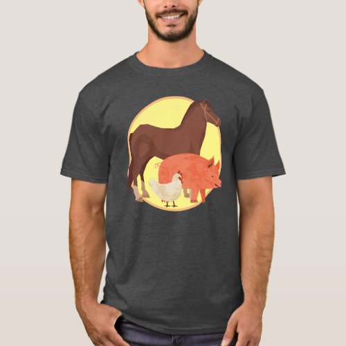 Barn Animals Sunburst T_Shirt