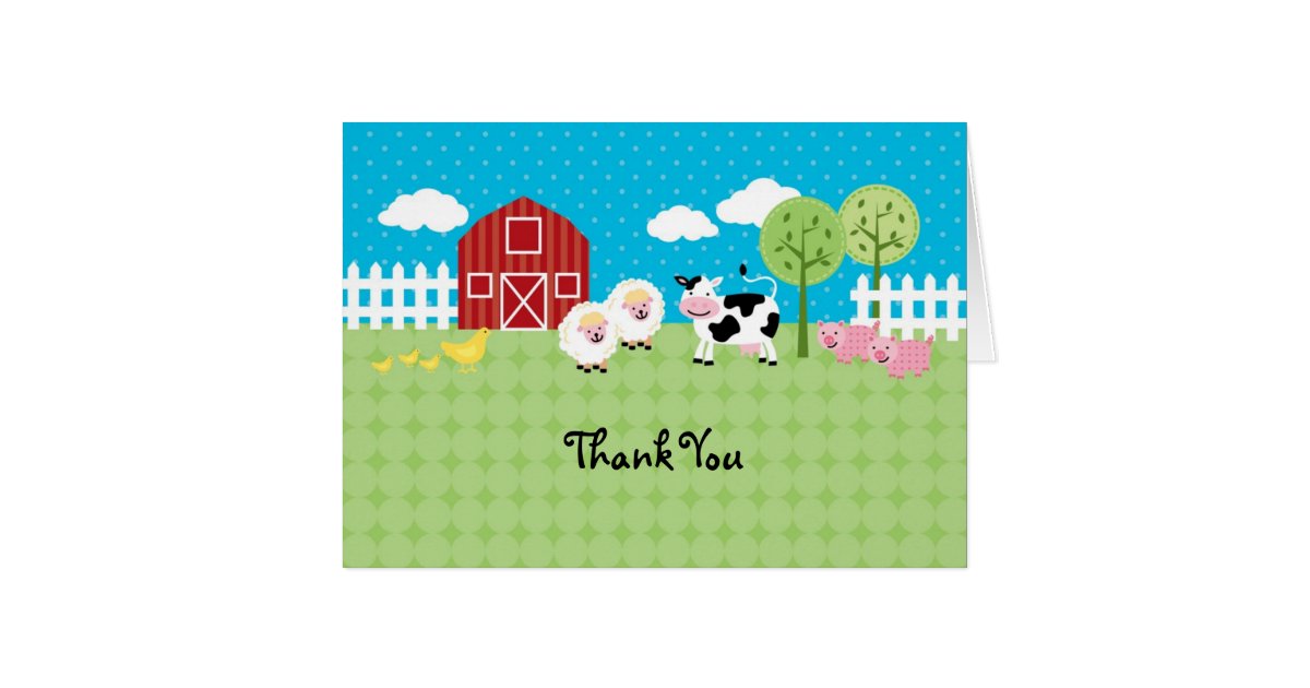 Barn Animals Thank You Card | Zazzle.com