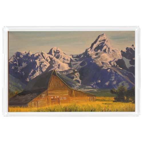 Barn at the Grand Teton by Gary Poling Acrylic Tray