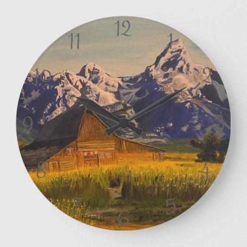 Barn at the Grand Teton by Gary Poling Large Clock