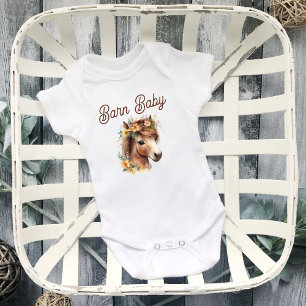 Barn Baby Cute Flower Pony Equestrian Bodysuit
