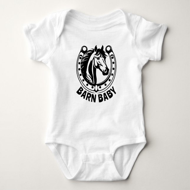 Barn Baby Horse Baby Bodysuit (Front)