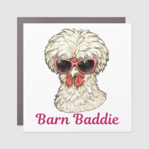 Barn Baddie Funny Glam Chicken in Pink Sunglasses Car Magnet