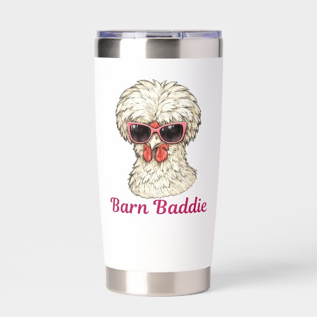 Barn Baddie Funny Glam Chicken in Pink Sunglasses  Insulated Tumbler (Front)