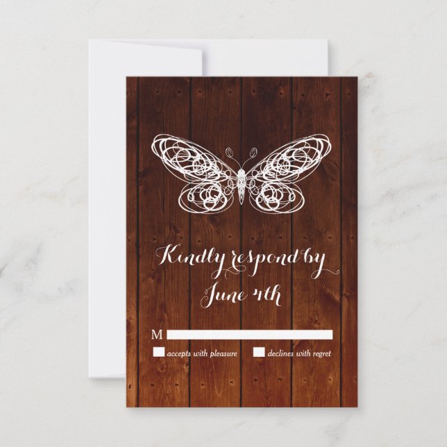 Barn Board Butterfly RSVP Card (Front)