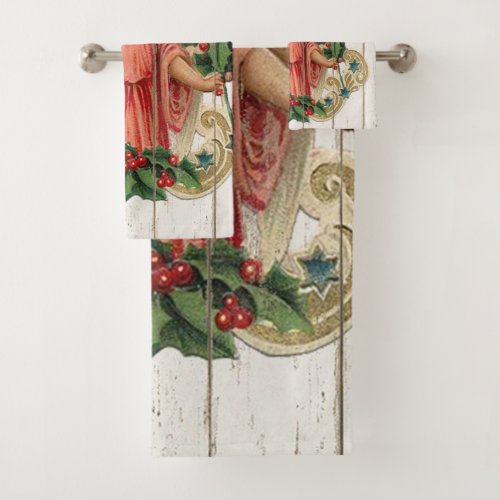 Barn Board  Christmas Angel Bath Towel Set