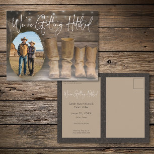 Barn & Boots Rustic Cowboy Photo Save the Date Announcement Postcard