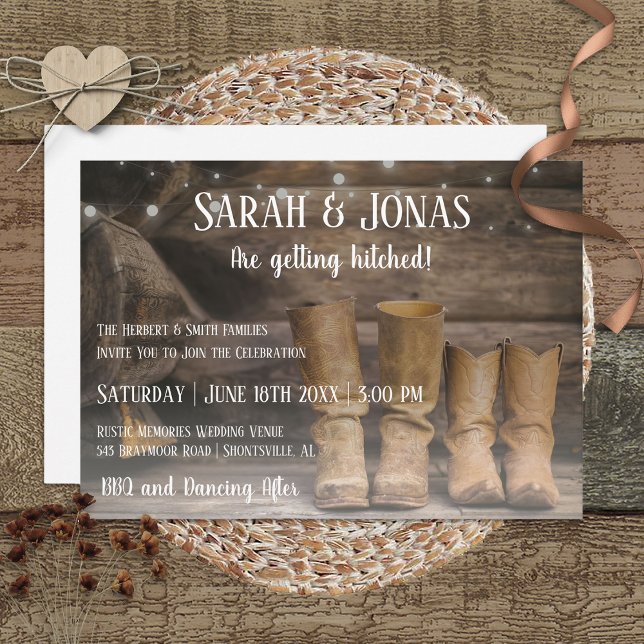 Barn & Boots Rustic Cowboy Western Wedding Invitation (Creator Uploaded)