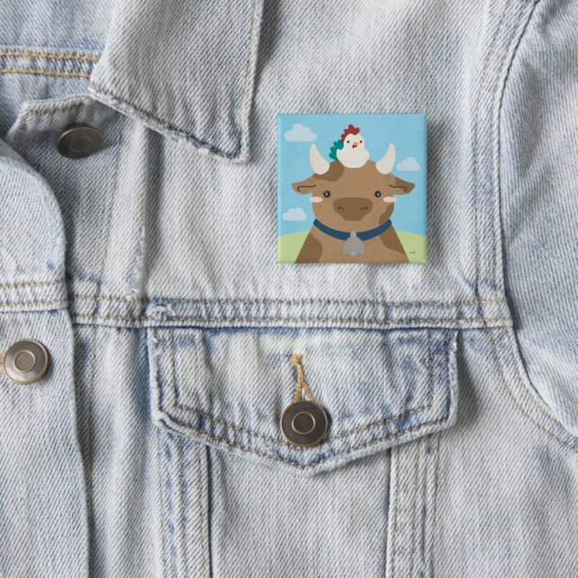 Barn Buddies - Cow & Chick Button (In Situ)