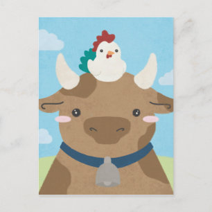 Barn Buddies - Cow & Chick Postcard