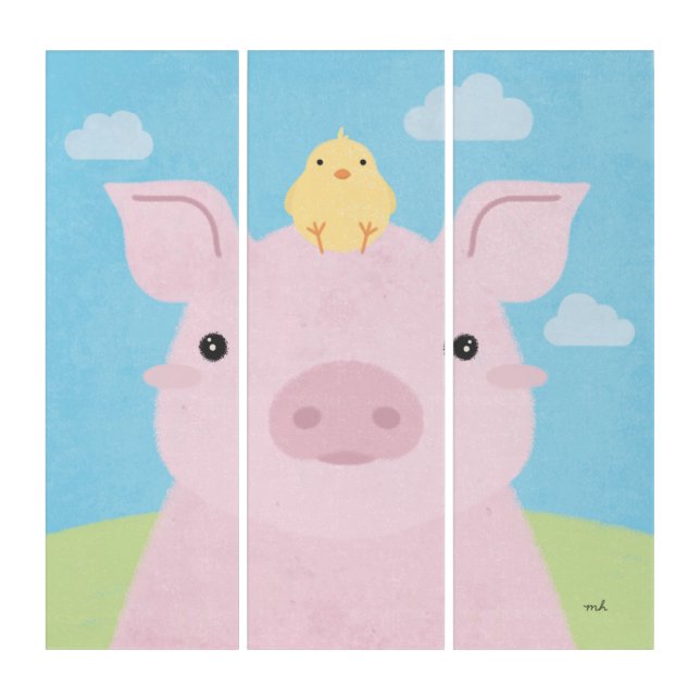 Barn Buddies - Piglet & Chick Triptych (Front)