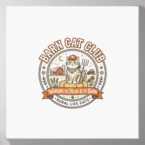 Barn Cat Club Cat Farmer Farm Animal Mashup Cat Vi Canvas Photo Tile