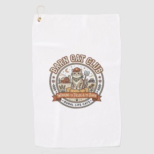 Barn Cat Club Cat Farmer Farm Animal Mashup Cat Vi Golf Towel