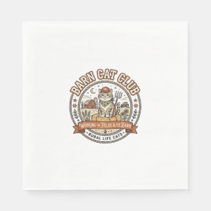 Barn Cat Club Cat Farmer Farm Animal Mashup Cat Vi Napkins