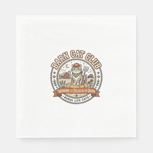 Barn Cat Club Cat Farmer Farm Animal Mashup Cat Vi Napkins