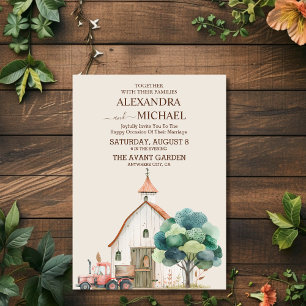 Barn Cottage Green Wedding Invitation