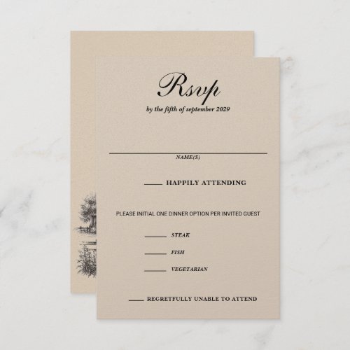 Barn Couple Food Choices RSVP Card