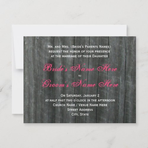 Barn Door and Hot Pink Roses Wedding Invitation