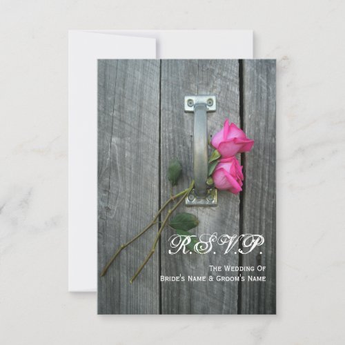 Barn Door and Pink Roses Wedding Small RSVP