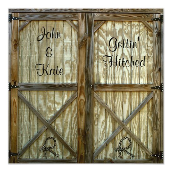 Barn Door Cowboy Western Wedding Invitation