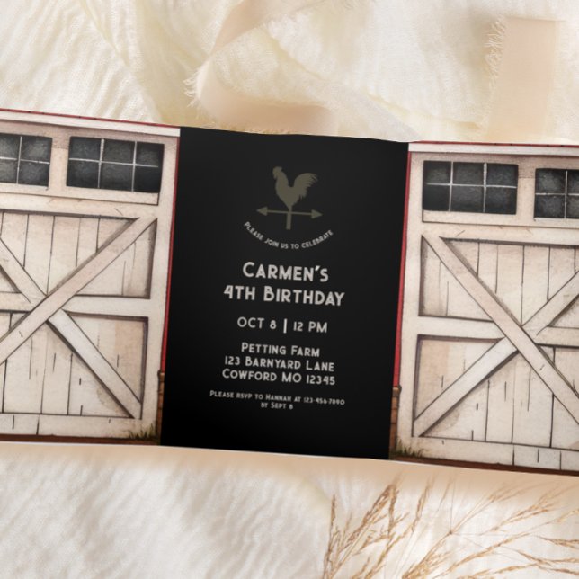 Barn Door Farm Party Tri-Fold Invitation (Creator Uploaded)