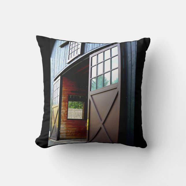 Barn Door Perspective Throw Pillow (Front)