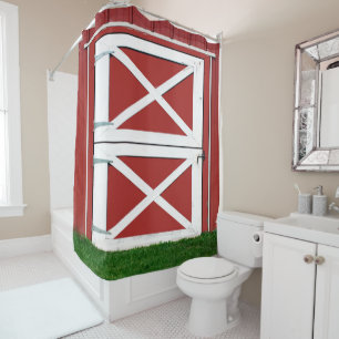 Barn Door Photo Print Farm Theme C-decsription Shower Curtain