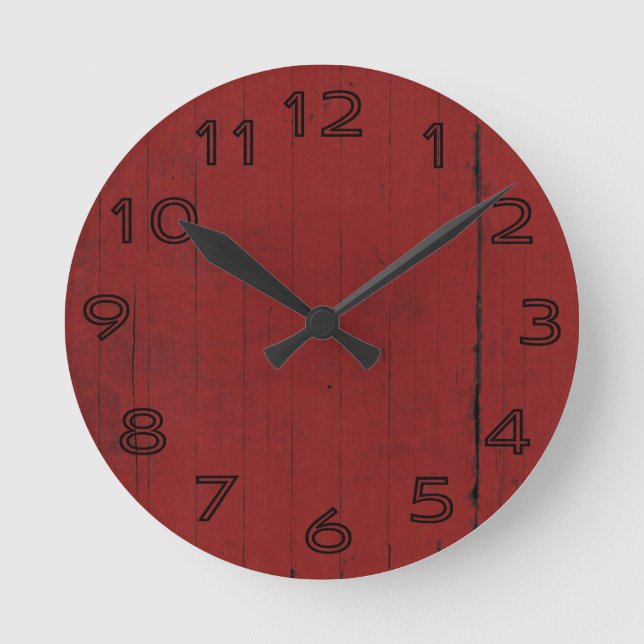 Barn Door Red Wood Background Round Clock (Front)