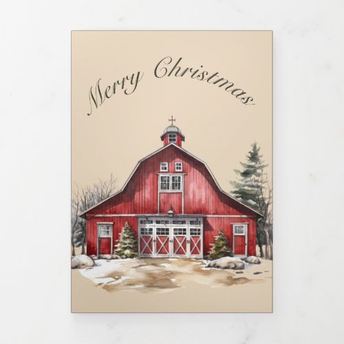 Barn Door Rustic Country Christmas Photo Tri_Fold Invitation