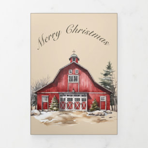 Barn Door Rustic Country Christmas Tri-Fold Invitation