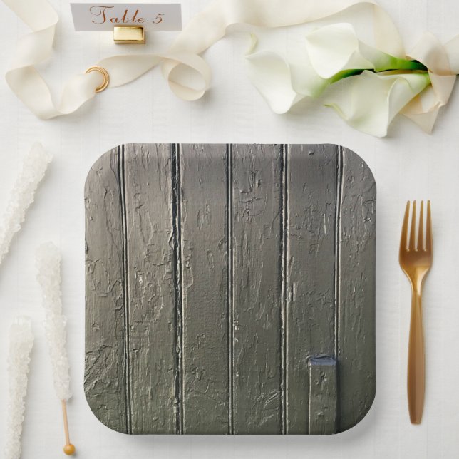 Barn Door Rustic Modern Farmhouse Black Chic Paper Plates (Wedding)