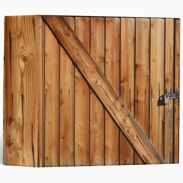 Barn Door Rustic Wood 3 Ring Binder (Front/Spine)
