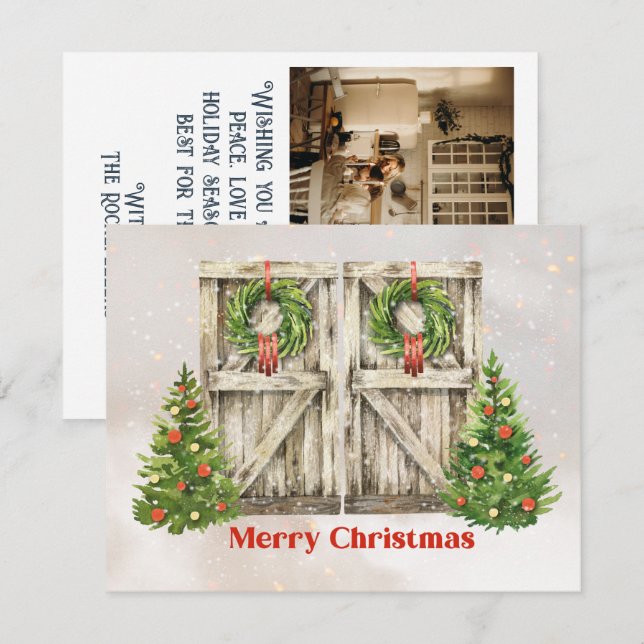 Barn Doors Photo Christmas Card (Front/Back)