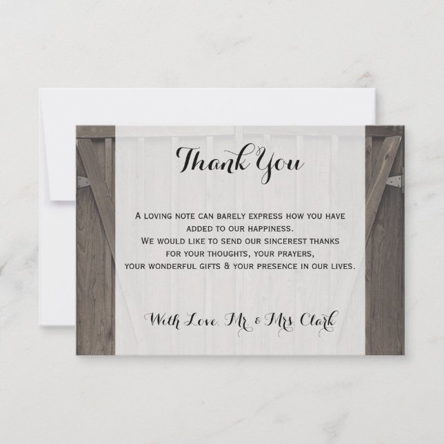 Barn Doors Thank you Card (Front)