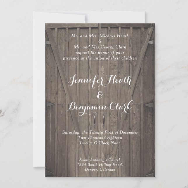 Barn Doors Wedding Invitation (Front)