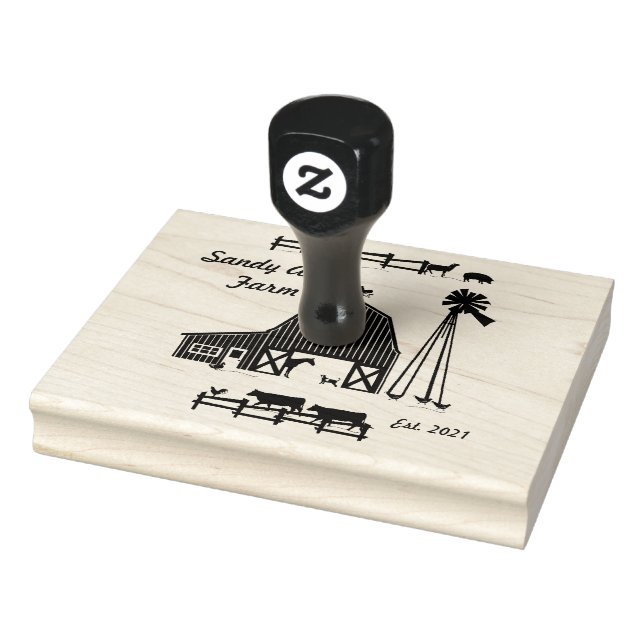 barn farm cows Wood Art Stamp (Stamp)