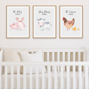 Barn Farm Nursery Animals Personalized Text Name Wall Art Sets