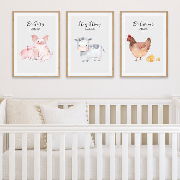 Barn Farm Nursery Animals Personalized Text Name Wall Art Sets by colorfulgalshop at Zazzle