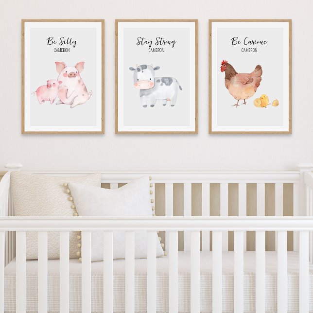 Barn Farm Nursery Animals Personalized Text Name Wall Art Sets (Creator Uploaded)