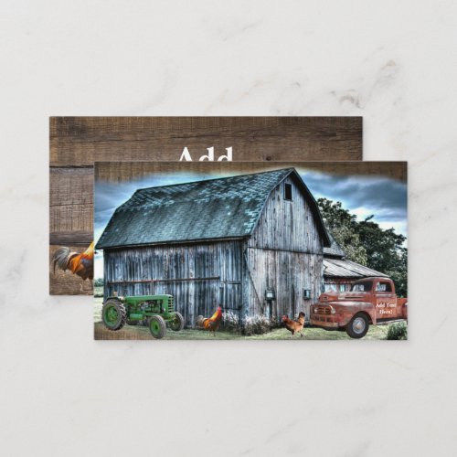 Barn Farm Tractor Farm Truck Rooster Hen Business Card