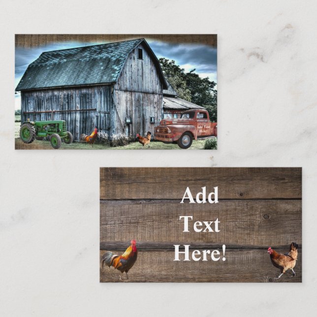 Barn Farm Tractor Farm Truck Rooster Hen Business Card (Front/Back)