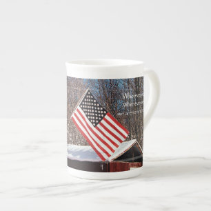 Barn Flag Patriotic Reminders All Around Bone China Mug