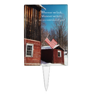 Barn Flag Patriotic Reminders All Around Cake Topper