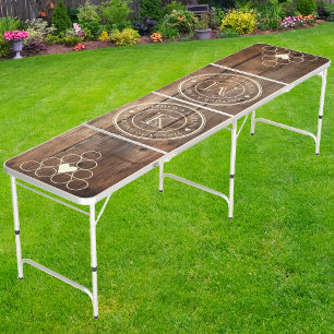 Barn Floor Boards Wedding Monogram Heart Beer Pong Table