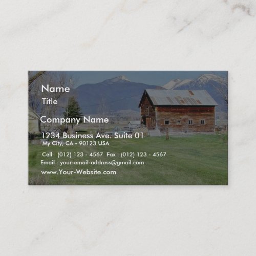Barn Grass Mountains Fence Business Card