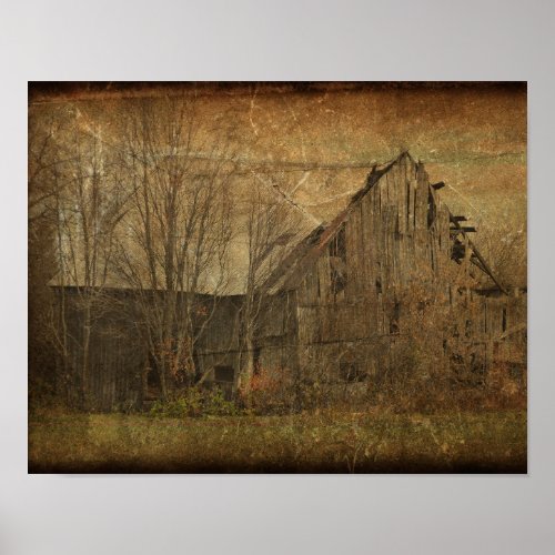 Barn Grunge Texture Sepia Vintage Country Rustic Poster